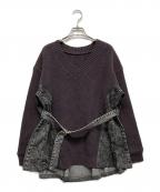 GRACE CONTINENTAL（グレースコンチネンタル）の古着「デニムフレアニットトップ」｜ブラック