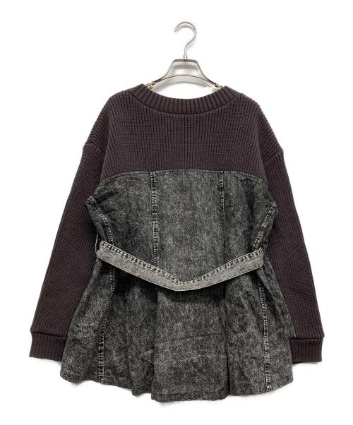 GRACE CONTINENTAL（グレースコンチネンタル）GRACE CONTINENTAL (グレースコンチネンタル) デニムフレアニットトップ ブラック サイズ:36の古着・服飾アイテム