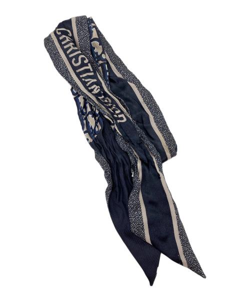 Christian Dior（クリスチャン ディオール）Christian Dior (クリスチャン ディオール) ミッツァシルクスカーフ ネイビーの古着・服飾アイテム