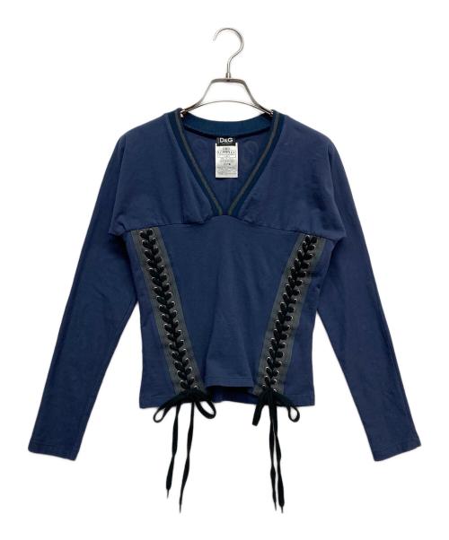 D&G（ディーアンドジー）D&G (ディーアンドジー) レースアップコルセットカットソー ネイビー サイズ:Sの古着・服飾アイテム