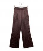 STUDIOUSステュディオス）の古着「リンクルサテンセミフレアーパンツ」｜レッド