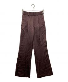 STUDIOUS（ステュディオス）の古着「リンクルサテンセミフレアーパンツ」｜レッド