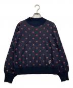 BLUE LABEL CRESTBRIDGEブルーレーベルクレストブリッジ）の古着「ハートジャカードニット」｜ネイビー