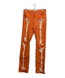 insane（インセイン）の古着「ダメージデニムパンツ」｜オレンジ