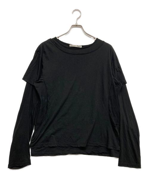 NVRFRGT（ネヴァーフォーゲット）NVRFRGT (ネヴァーフォーゲット) DOUBLE LAYERD LONG SLEEVE TSHIRT ブラック サイズ:3の古着・服飾アイテム