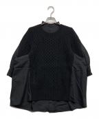 sacaiサカイ）の古着「ドッキング ウール ニット シャツ ブラウス」｜ブラック
