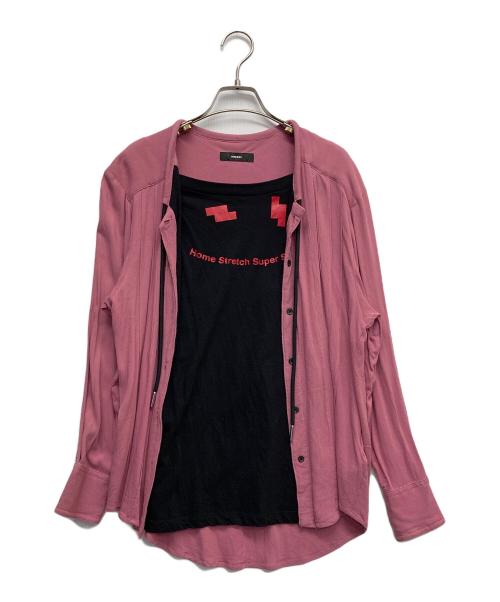 DIESEL（ディーゼル）DIESEL (ディーゼル) シャツ切替カットソー ピンク サイズ:XXSの古着・服飾アイテム