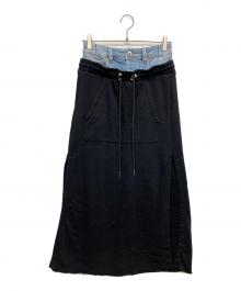 DIESEL（ディーゼル）の古着「デニムスウエット切替スカート」｜ブラック