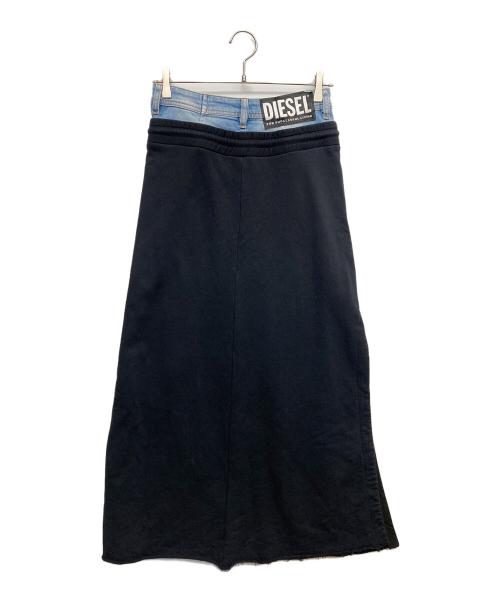 DIESEL（ディーゼル）DIESEL (ディーゼル) デニムスウエット切替スカート ブラック サイズ:Sの古着・服飾アイテム