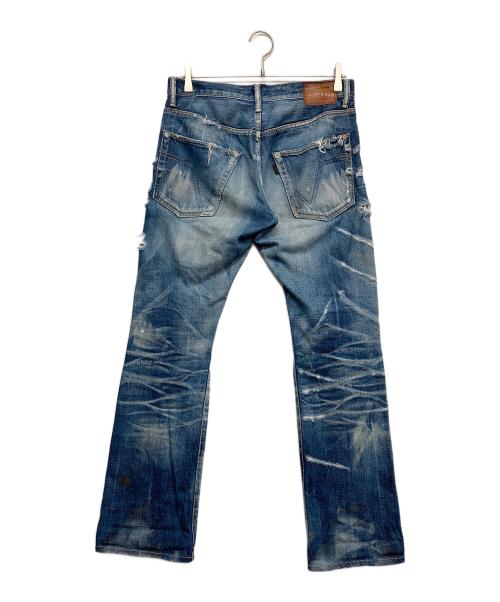 PLEIN FOUR（プランフォー）PLEIN FOUR (プランフォー) ダメージデニムパンツ ブルー サイズ:1の古着・服飾アイテム