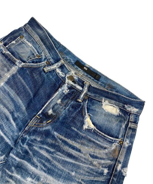 PLEIN FOUR（プランフォー）PLEIN FOUR (プランフォー) ダメージデニムパンツ ブルー サイズ:1の古着・服飾アイテム