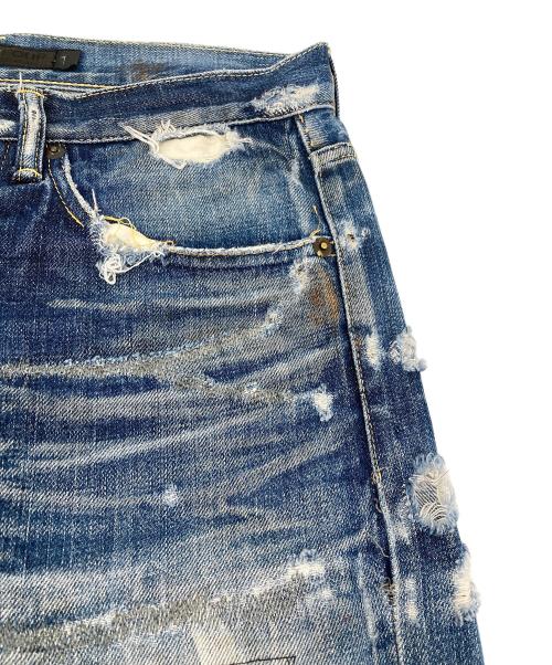 PLEIN FOUR（プランフォー）PLEIN FOUR (プランフォー) ダメージデニムパンツ ブルー サイズ:1の古着・服飾アイテム
