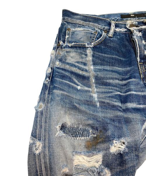 PLEIN FOUR（プランフォー）PLEIN FOUR (プランフォー) ダメージデニムパンツ ブルー サイズ:1の古着・服飾アイテム