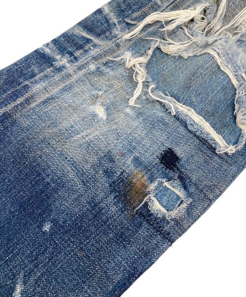 PLEIN FOUR（プランフォー）PLEIN FOUR (プランフォー) ダメージデニムパンツ ブルー サイズ:1の古着・服飾アイテム