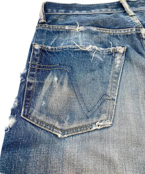 PLEIN FOUR（プランフォー）PLEIN FOUR (プランフォー) ダメージデニムパンツ ブルー サイズ:1の古着・服飾アイテム