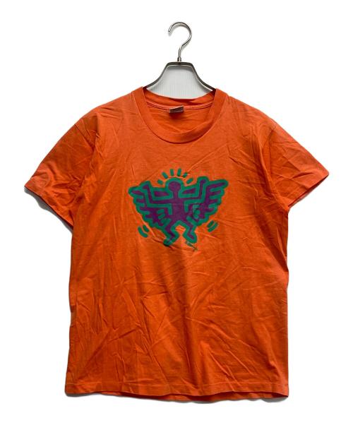 POPSHOP（ポップショップ）POPSHOP (ポップショップ) 90ｓ キースヘリングANGELプリントTシャツ オレンジ サイズ:Lの古着・服飾アイテム