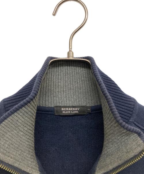 BURBERRY BLACK LABEL（バーバリーブラックレーベル）BURBERRY BLACK LABEL (バーバリーブラックレーベル) ロゴ刺繍 スウェットジップブルゾン ネイビー サイズ:2の古着・服飾アイテム