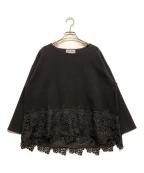 BEARDSLEYビアズリー）の古着「裾レースブラウス」｜ブラック