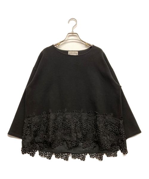 BEARDSLEY（ビアズリー）BEARDSLEY (ビアズリー) 裾レースブラウス ブラック サイズ:Fの古着・服飾アイテム
