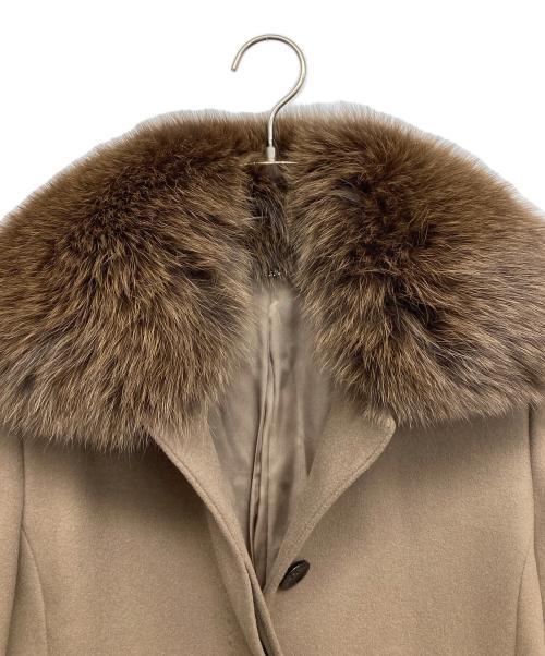 23区（ニジュウサンク）23区 (ニジュウサンク) ウールカシミヤビーバー チェスターコート ブラウン サイズ:32の古着・服飾アイテム