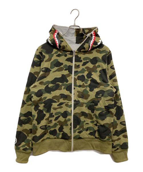 A BATHING APE（ア ベイシング エイプ）A BATHING APE (ア ベイシング エイプ) 1stカモグリーンリバーシブルフルジップパーカー グレー×グリーン サイズ:Lの古着・服飾アイテム
