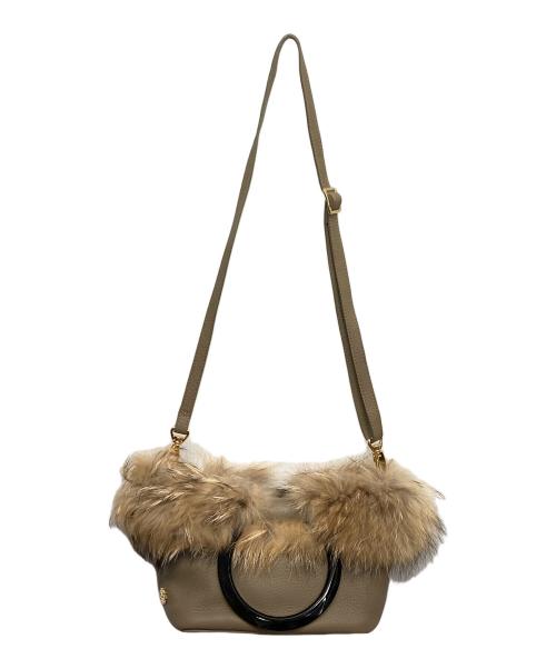 VIOLAd'ORO（ヴィオラドーロ）VIOLAd'ORO (ヴィオラドーロ) ファーハンドバッグ ブラウンの古着・服飾アイテム