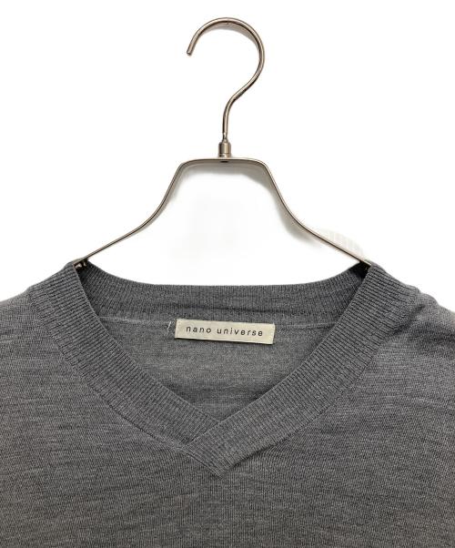nano・universe（ナノ・ユニバース）nano・universe (ナノ・ユニバース) ファインゲージ Vネックニット グレー サイズ:XLの古着・服飾アイテム