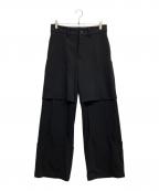 AVALONEアヴァロン）の古着「VIRGIN WOOL MIX OVERLAP WiDE TROUSERS」｜ブラック