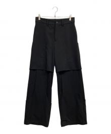 AVALONE（アヴァロン）の古着「VIRGIN WOOL MIX OVERLAP WiDE TROUSERS」｜ブラック