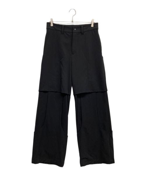 AVALONE（アヴァロン）AVALONE (アヴァロン) VIRGIN WOOL MIX OVERLAP WiDE TROUSERS ブラック サイズ:1の古着・服飾アイテム