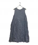 nest Robeネストローブ）の古着「リネンタックノースリーブワンピース」｜ブルー