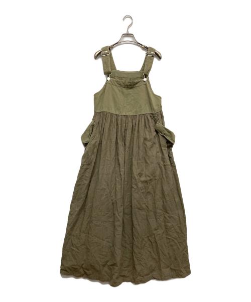 nest Robe（ネストローブ）nest Robe (ネストローブ) チノコンビサロペットワンピース カーキ サイズ:Fの古着・服飾アイテム