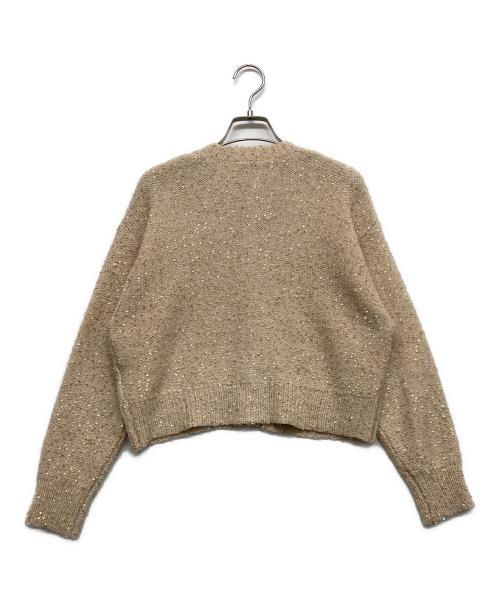 Curensology（カレンソロジー）Curensology (カレンソロジー) スパンコールショートカーディガン ベージュ サイズ:Fの古着・服飾アイテム