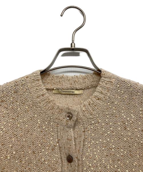 Curensology（カレンソロジー）Curensology (カレンソロジー) スパンコールショートカーディガン ベージュ サイズ:Fの古着・服飾アイテム