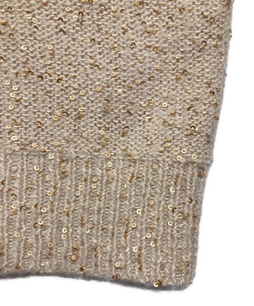 Curensology（カレンソロジー）Curensology (カレンソロジー) スパンコールショートカーディガン ベージュ サイズ:Fの古着・服飾アイテム