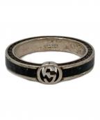 GUCCIグッチ）の古着「インタ‐ロッキングGシルバーブラックリング」｜シルバー