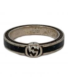 GUCCI（グッチ）の古着「インタ‐ロッキングGシルバーブラックリング」｜シルバー