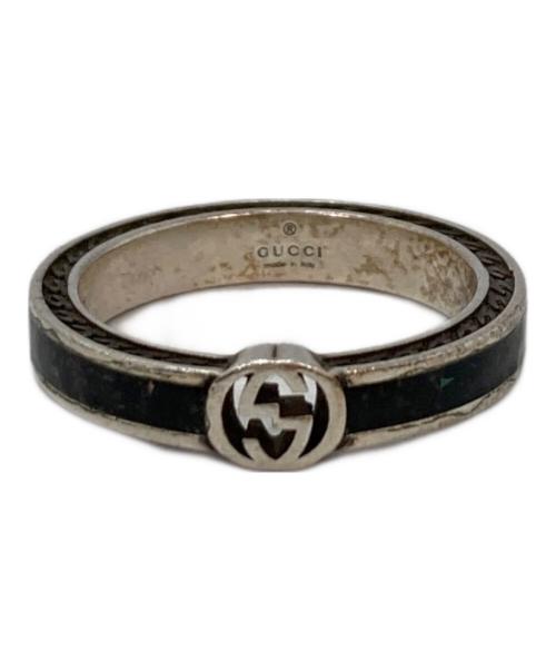 GUCCI（グッチ）GUCCI (グッチ) インタ‐ロッキングGシルバーブラックリング シルバー サイズ:14号の古着・服飾アイテム