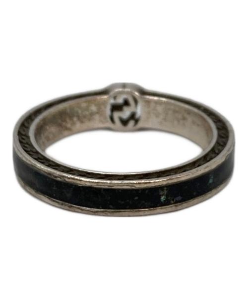 GUCCI（グッチ）GUCCI (グッチ) インタ‐ロッキングGシルバーブラックリング シルバー サイズ:14号の古着・服飾アイテム