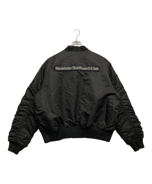 Stockholm Surfboard Club（ストックホルム サーフボード クラブ）STOCKHOLM SURFBOARD CLUB (ストックホルム サーフボード クラブ) ボンバージャケット ブラック サイズ:Lの古着・服飾アイテム