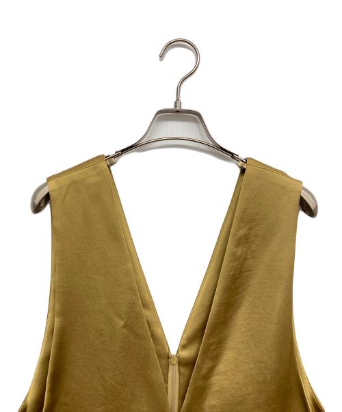 BEAUTY&YOUTH（ビューティーアンドユース）BEAUTY&YOUTH (ビューティーアンドユース) ヴィンテージサテンVネック ジャンパースカート イエロー サイズ:Mの古着・服飾アイテム