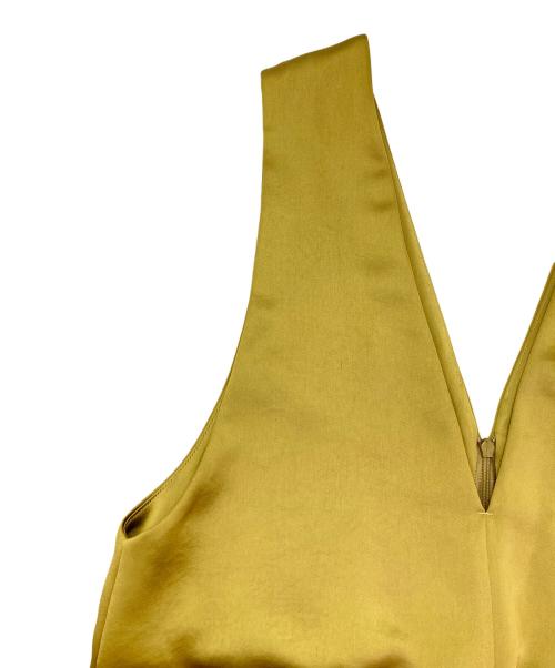 BEAUTY&YOUTH（ビューティーアンドユース）BEAUTY&YOUTH (ビューティーアンドユース) ヴィンテージサテンVネック ジャンパースカート イエロー サイズ:Mの古着・服飾アイテム