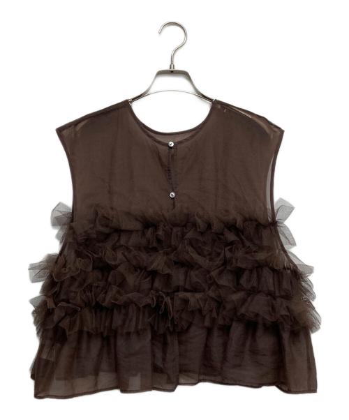 chignon（シニヨン）chignon (シニヨン) チュールフリルPO ブラウン サイズ:F 未使用品の古着・服飾アイテム