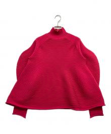 PLEATS PLEASE（プリーツプリーズ）の古着「POWAN KNIT 変形ハイネックボーダーニット」｜ピンク