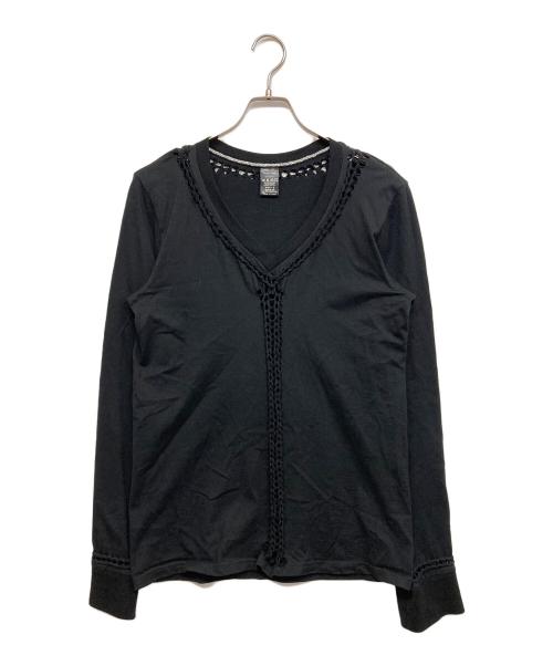 NUMBER (N)INE（ナンバーナイン）NUMBER (N)INE (ナンバーナイン) 編み込みデザインカットソー ブラック サイズ:3の古着・服飾アイテム