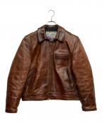 Aero LEATHERエアロレザー）の古着「ホースレザーシングルライダースジャケット」｜ブラウン