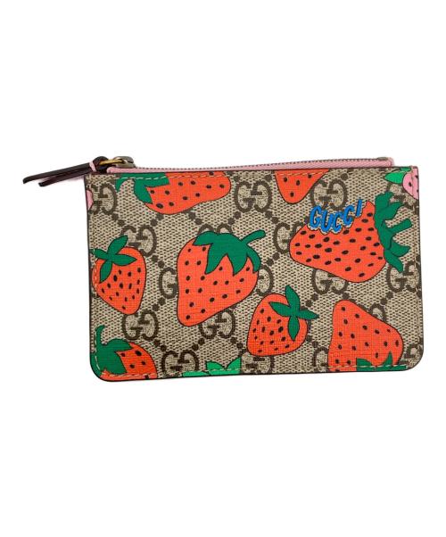 GUCCI（グッチ）GUCCI (グッチ) ストロベリープリントGGキーケース ブラウンの古着・服飾アイテム