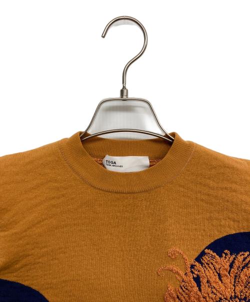 TOGA ARCHIVES（トーガアーカイブス）TOGA ARCHIVES (トーガアーカイブス) Lame jacquard knit top オレンジ サイズ:36の古着・服飾アイテム