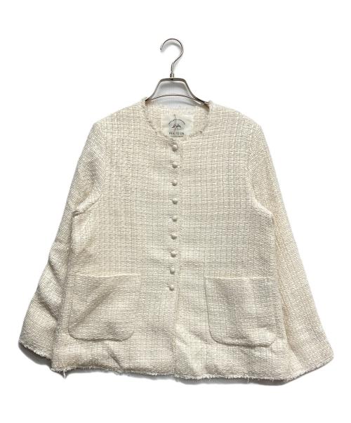 pual ce cin（ピュアルセシン）pual ce cin (ピュアルセシン) ノーカラーツイードジャケット ベージュ サイズ:F 未使用品の古着・服飾アイテム