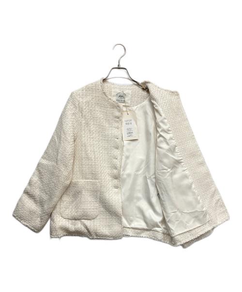 pual ce cin（ピュアルセシン）pual ce cin (ピュアルセシン) ノーカラーツイードジャケット ベージュ サイズ:F 未使用品の古着・服飾アイテム